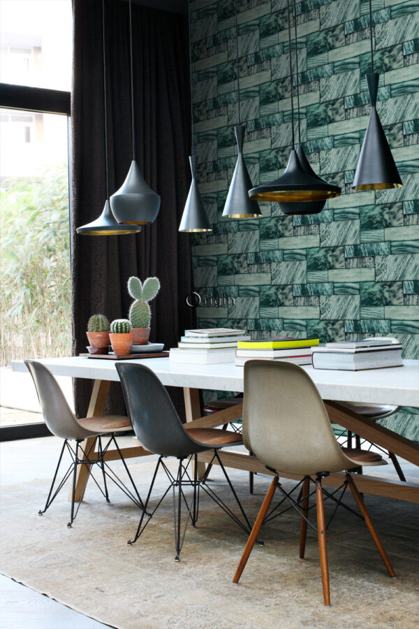 Origin Wallcoverings tapeet marmorikivid - smaragdroheline