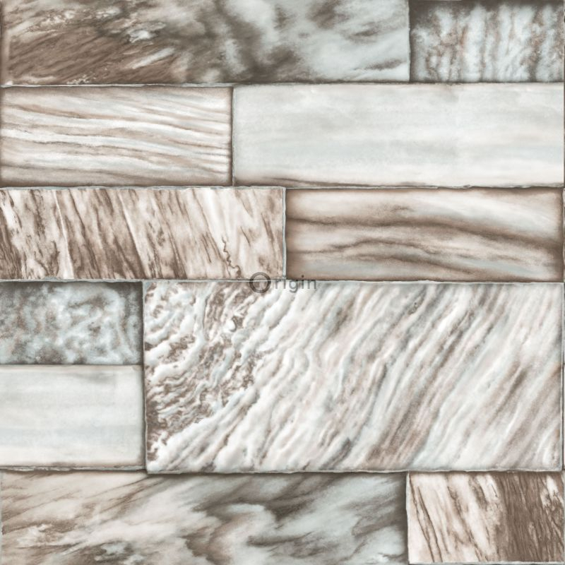 Origin Wallcoverings tapeet marmor kerged pruunid kivid - helepruun