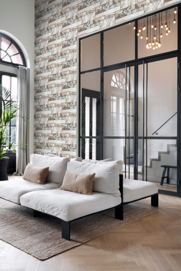 Origin Wallcoverings tapeet marmor kerged pruunid kivid - helepruun