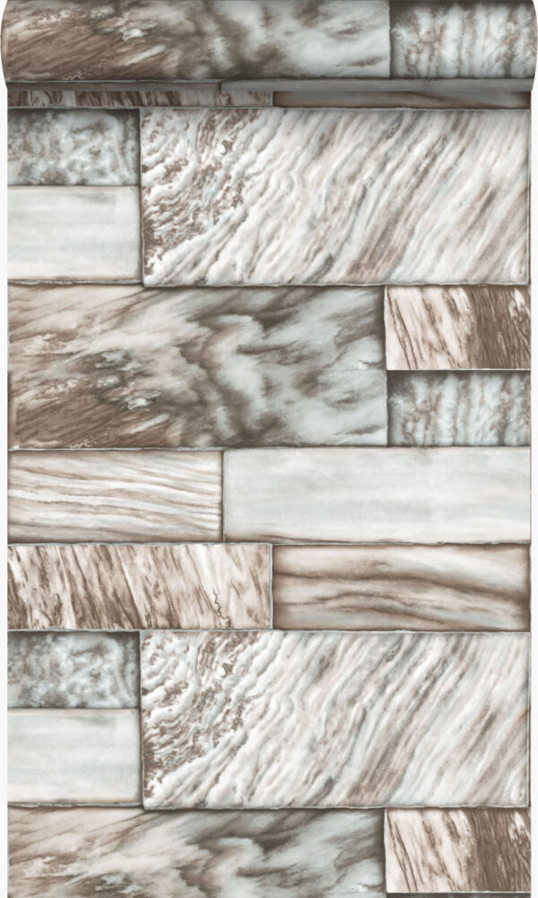 Origin Wallcoverings tapeet marmor kerged pruunid kivid - helepruun