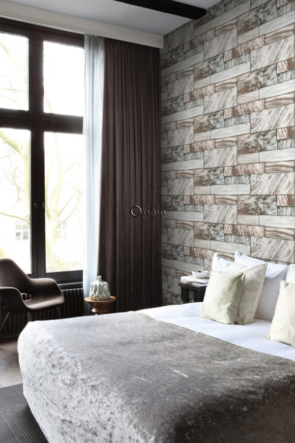 Origin Wallcoverings tapeet marmor kerged pruunid kivid - helepruun