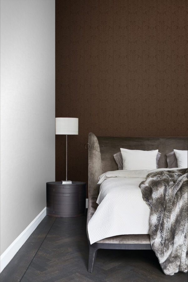 Origin Wallcoverings tapeet ornament - pruun ja hele läikiv kuld