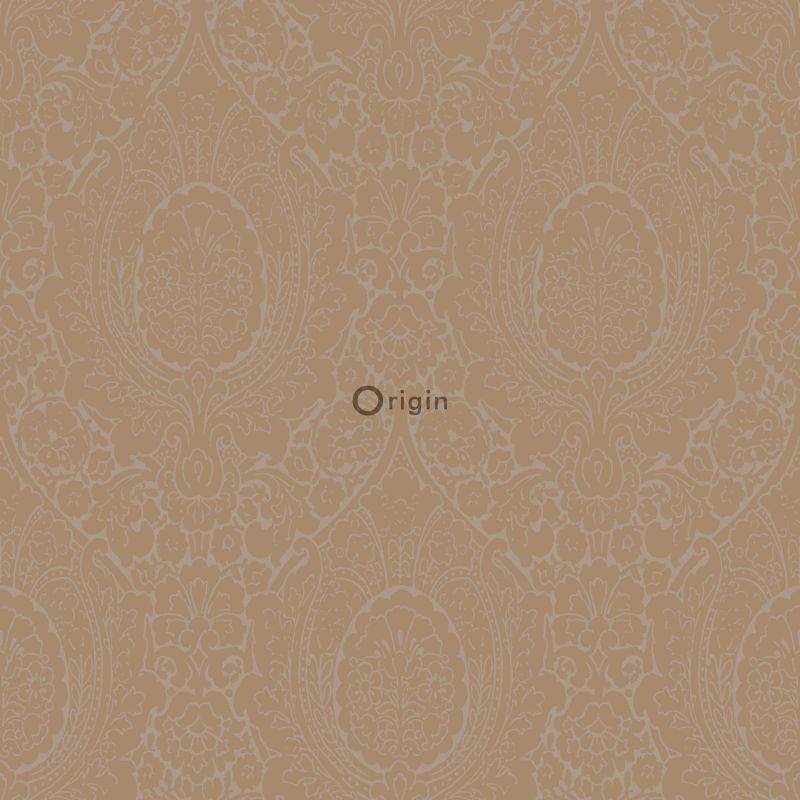 Origin Wallcoverings tapeet ornament - taupe ja läikiv pronks