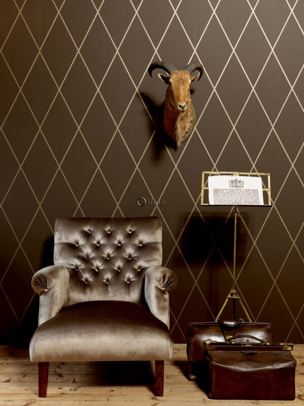 Origin Wallcoverings tapeet rombimotiiv - matt pruun ja läikiv pronks