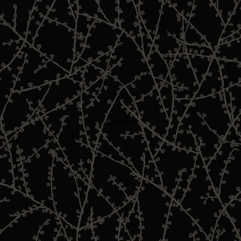 Origin Wallcoverings tapeet õieoksad - matt must ja hall