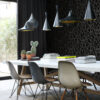 Origin Wallcoverings tapeet õieoksad - matt must ja hall
