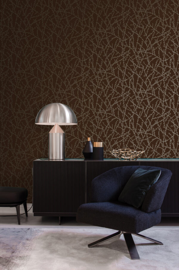 Origin Wallcoverings tapeet õiepungad oksad - matt pruun ja läikiv pronks