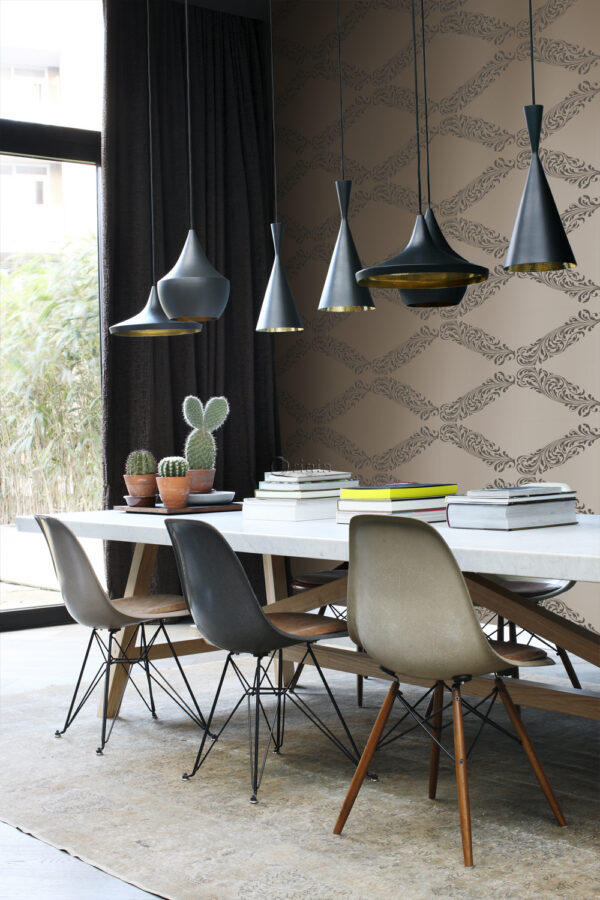 Origin Wallcoverings tapeet ornament läikiv pronks ja pruun