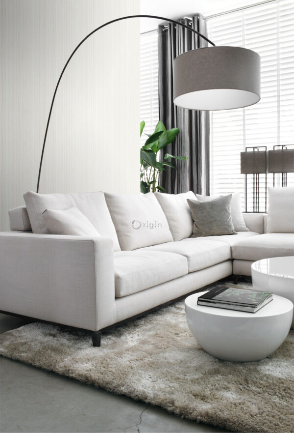 Origin Wallcoverings tapeet peened ebaühtlased triibud liivstruktuur - valge