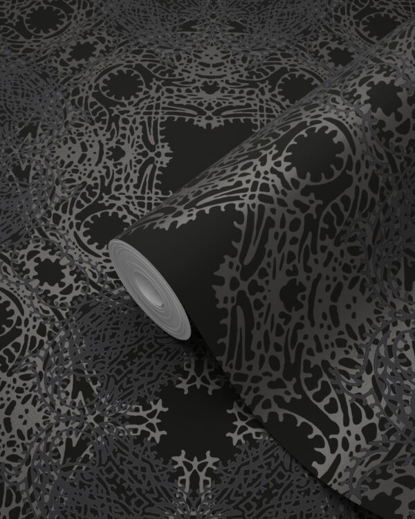 Origin Wallcoverings tapeet graafiline vorm - must ja hõbedane
