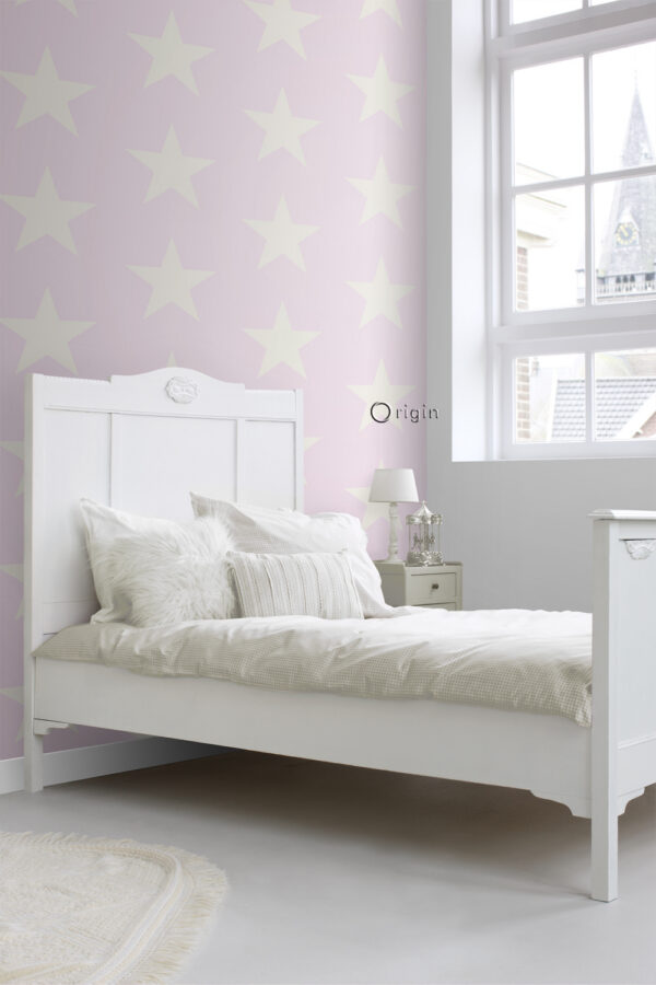 Origin Wallcoverings tapeet tähed läikiv roosa ja valge