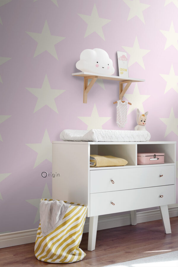 Origin Wallcoverings tapeet tähed läikiv roosa ja valge