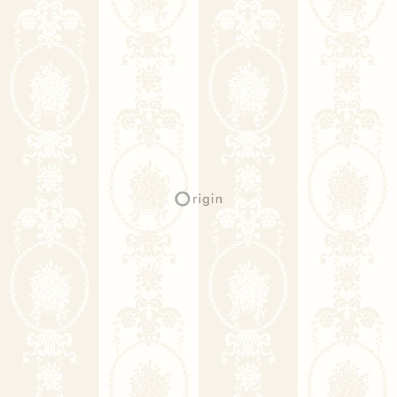 Origin Wallcoverings tapeet ornament - hõbedane ja valge