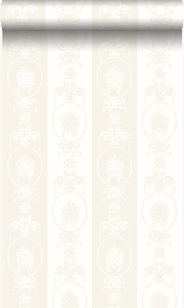 Origin Wallcoverings tapeet ornament - hõbedane ja valge