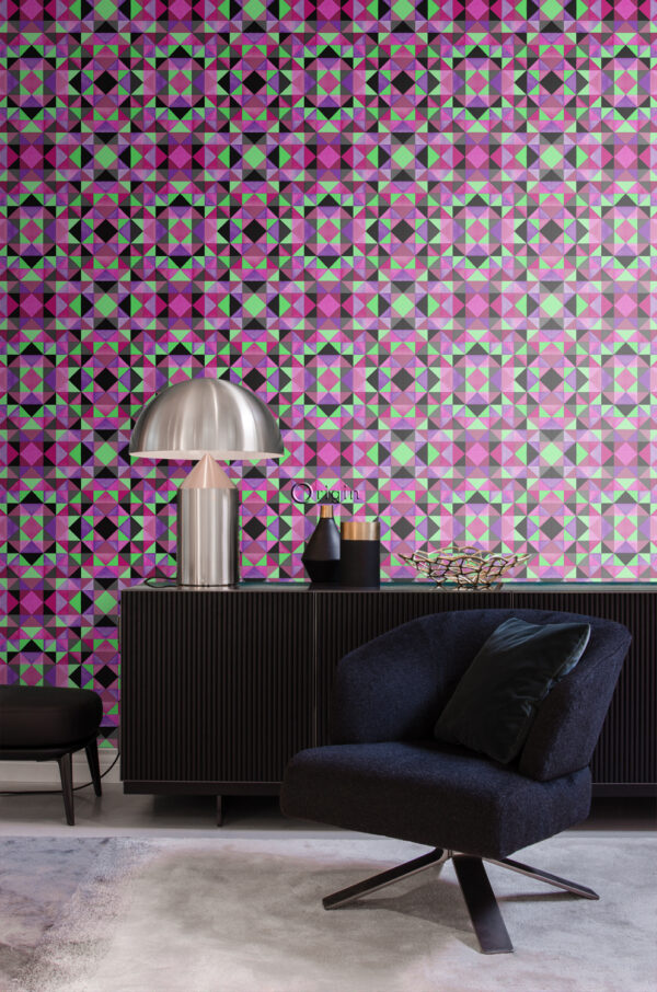 Origin Wallcoverings tapeet kubism roosa ja roheline