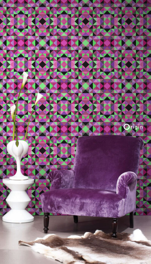 Origin Wallcoverings tapeet kubism roosa ja roheline