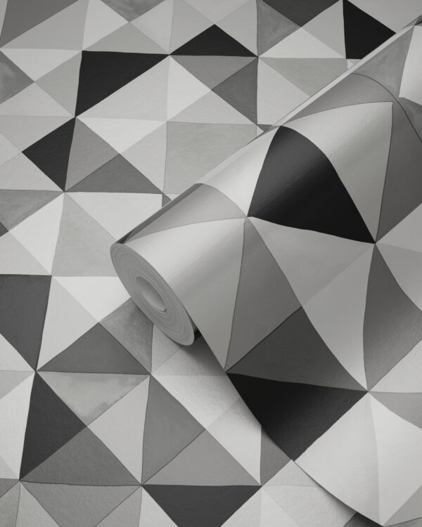 Origin Wallcoverings tapeet kubism must ja valge