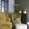 Origin Wallcoverings tapeet kubism must ja valge
