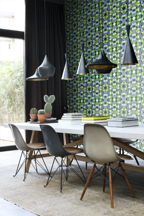 Origin Wallcoverings tapeet kuubism roheline