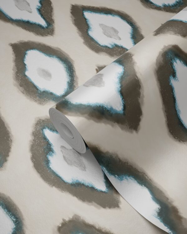 Origin Wallcoverings tapeet ikat - beež ja türkiis