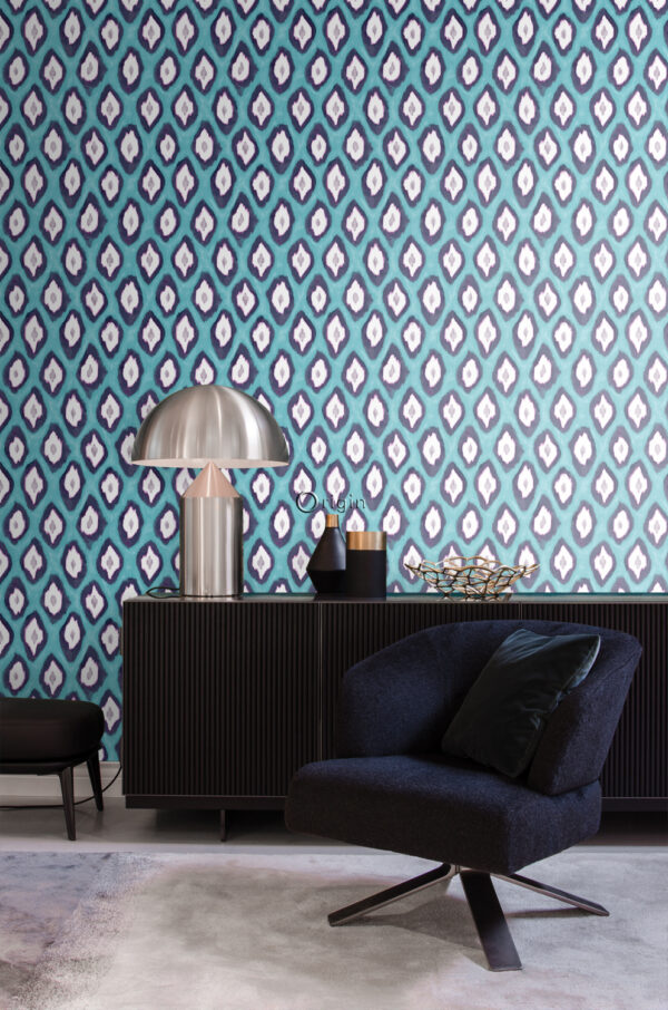 Origin Wallcoverings tapeet ikat - türkiis