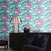 Origin Wallcoverings magnoolia tapeet - türkiis ja roosa