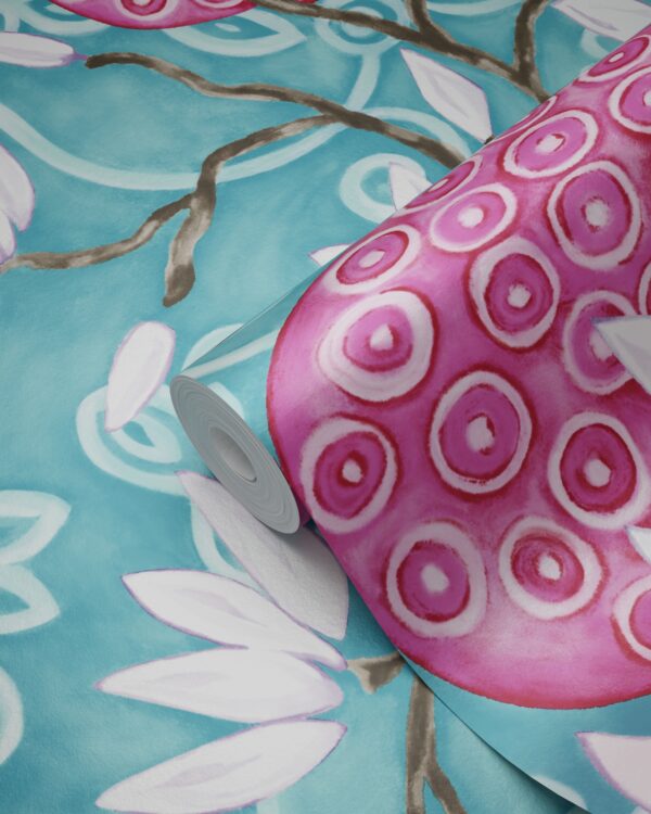 Origin Wallcoverings magnoolia tapeet - türkiis ja roosa