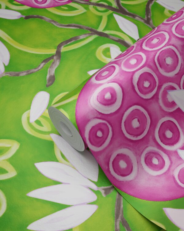 Origin Wallcoverings tapeet magnoolia - roheline ja roosa