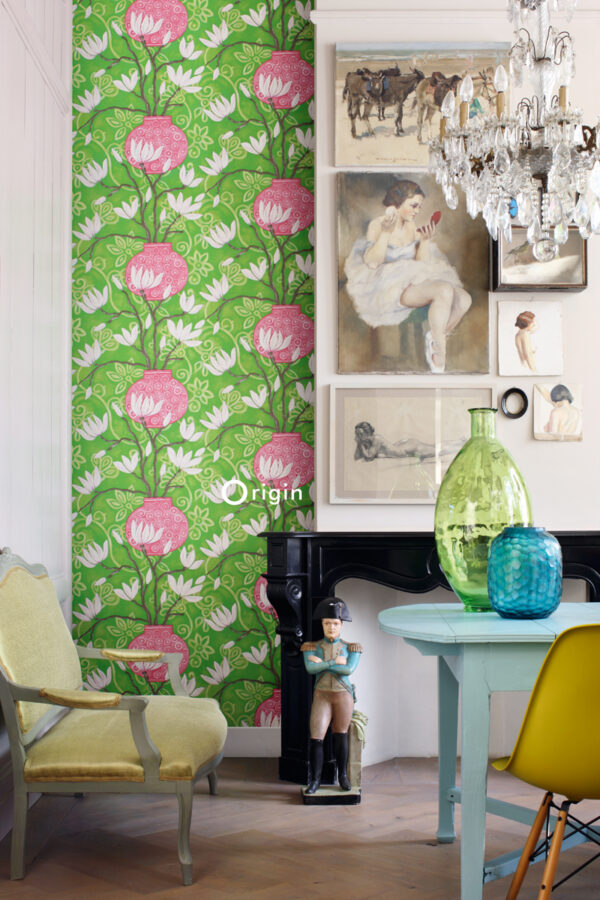 Origin Wallcoverings tapeet magnoolia - roheline ja roosa