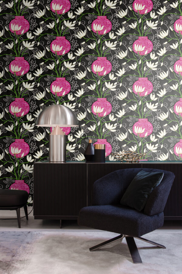 Origin Wallcoverings magnoolia tapeet - must ja roosa