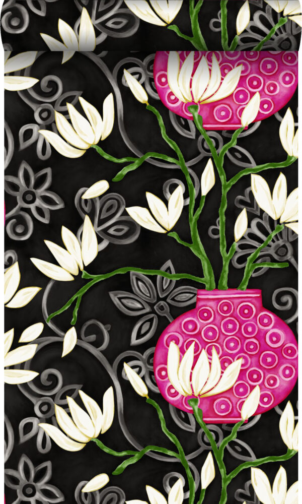 Origin Wallcoverings magnoolia tapeet - must ja roosa