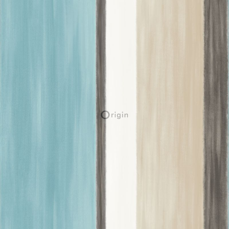 Origin Wallcoverings triibuline tapeet - türkiis ja beež