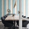 Origin Wallcoverings triibuline tapeet - türkiis ja beež
