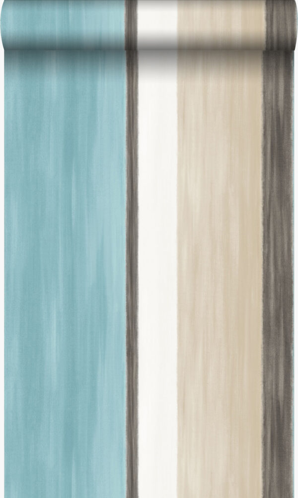 Origin Wallcoverings triibuline tapeet - türkiis ja beež