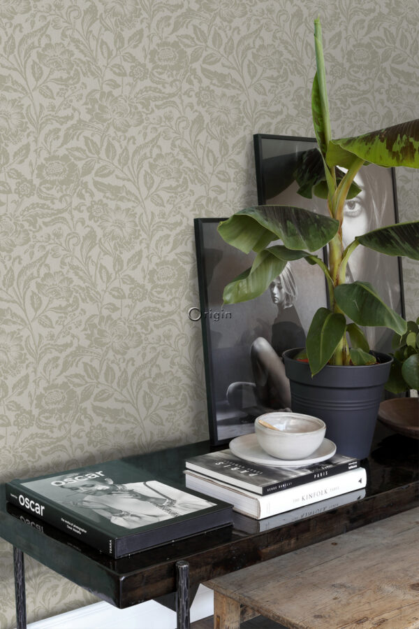 Origin Wallcoverings tapeet lilled helepruun