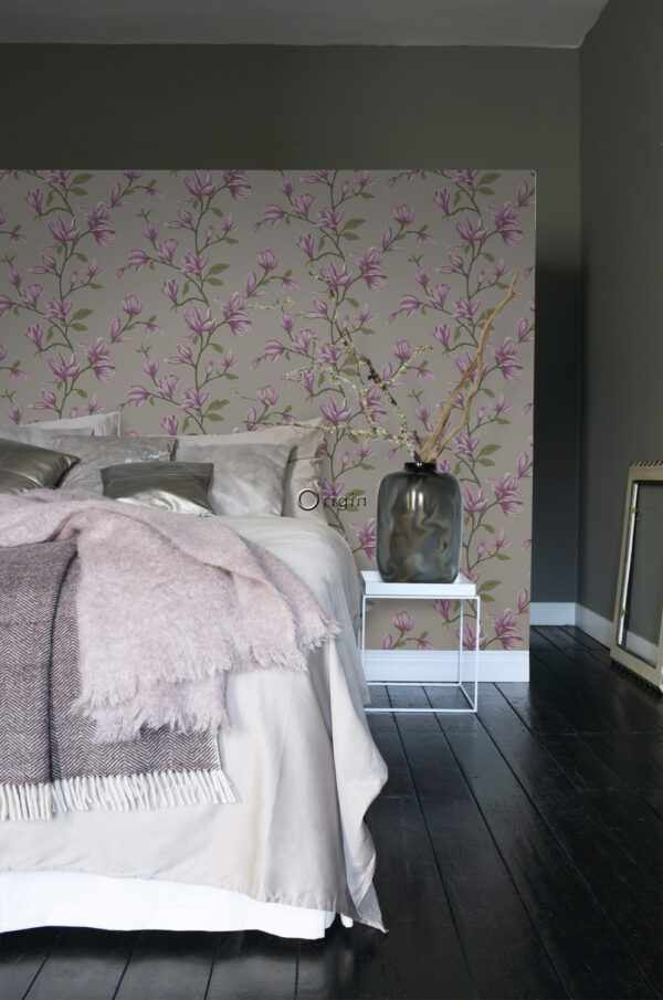 Origin Wallcoverings magnoolia tapeet - taupe ja lilla