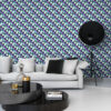 Origin Wallcoverings graafilised kolmnurgad tapeet - lilla ja hele taevasinine