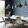 Origin Wallcoverings graafilised kolmnurgad tapeet - lilla ja hele taevasinine