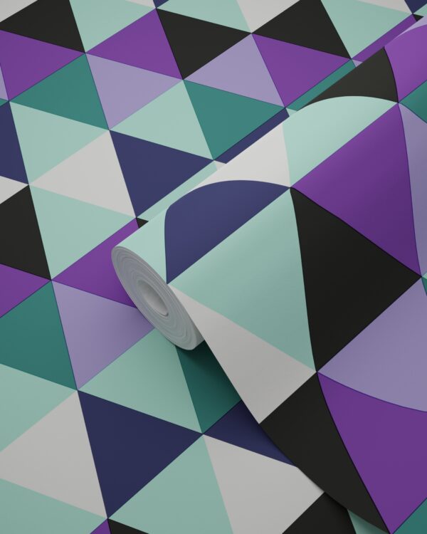 Origin Wallcoverings graafilised kolmnurgad tapeet - lilla ja hele taevasinine