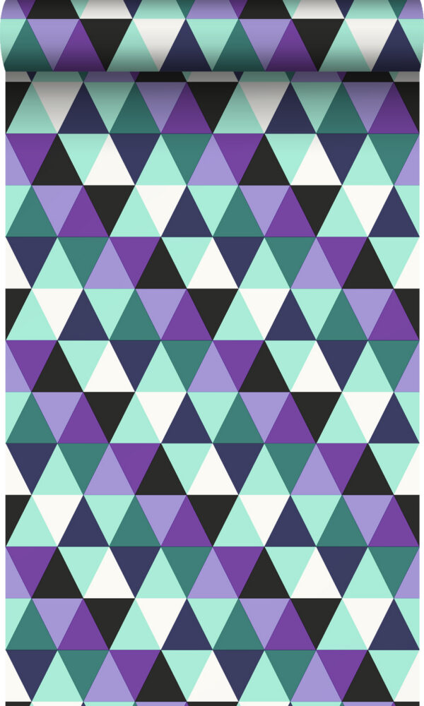 Origin Wallcoverings graafilised kolmnurgad tapeet - lilla ja hele taevasinine