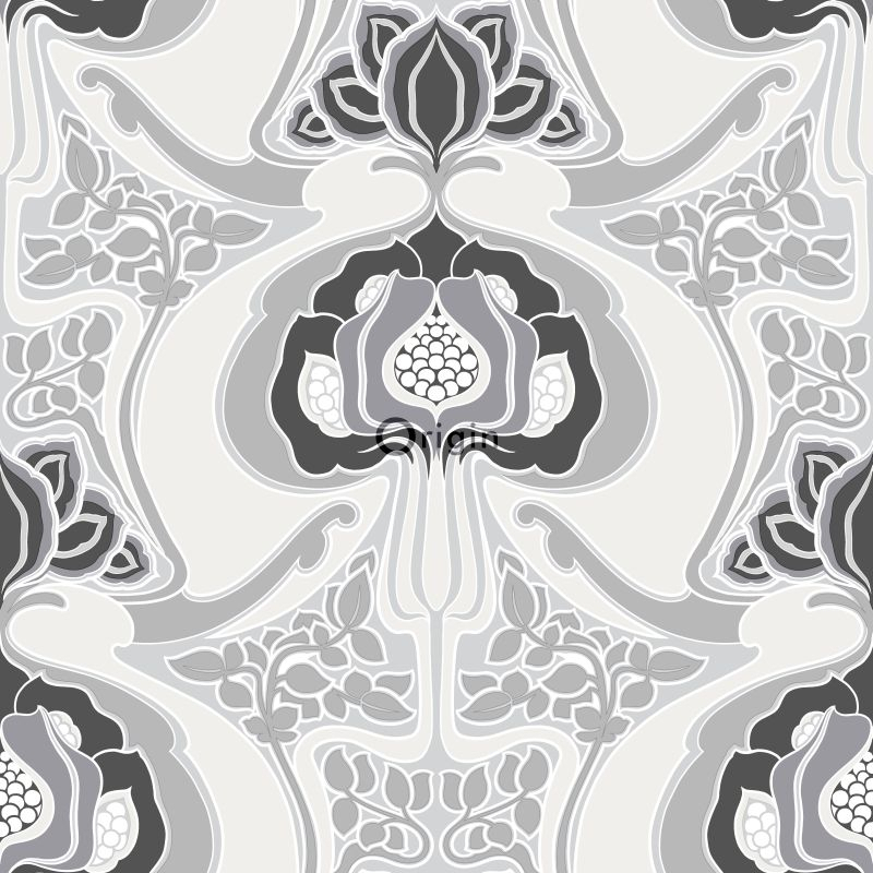 Origin Wallcoverings tapeet art nouveau lillemotiiv - must ja hall