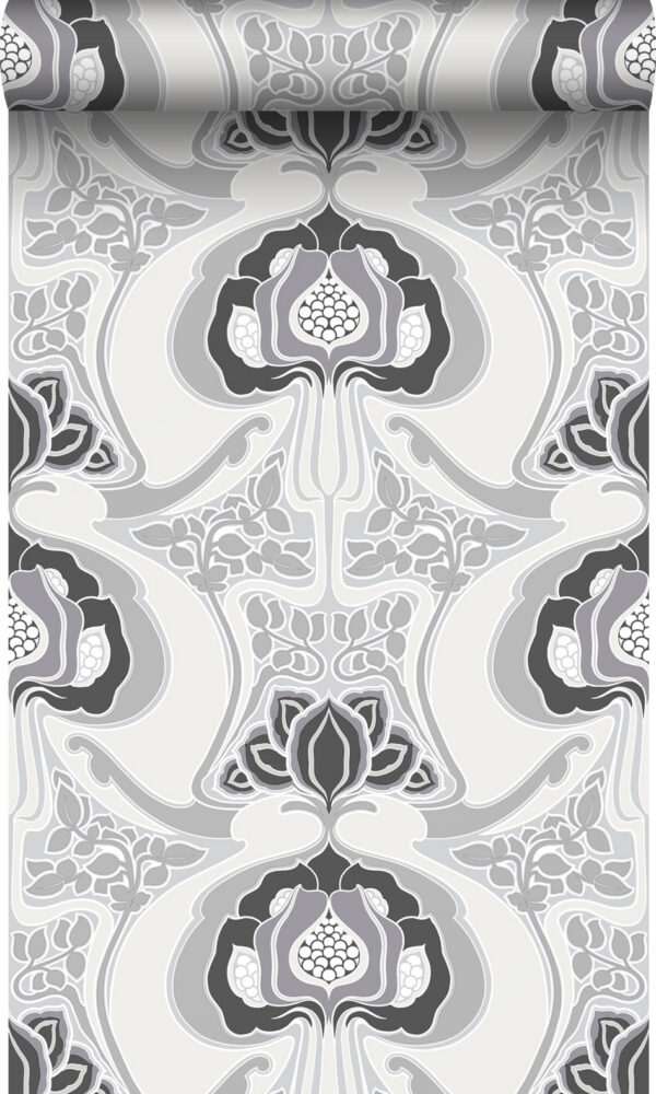 Origin Wallcoverings tapeet art nouveau lillemotiiv - must ja hall