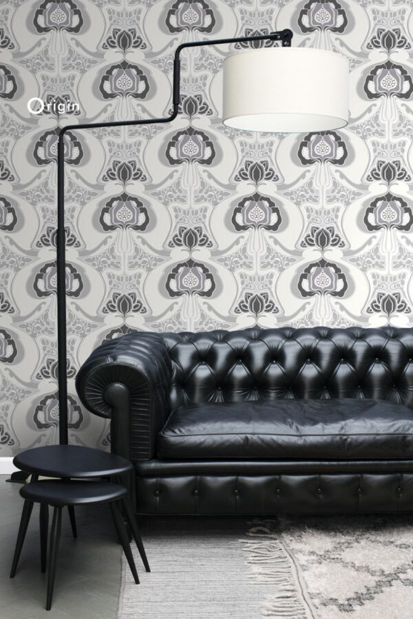 Origin Wallcoverings tapeet art nouveau lillemotiiv - must ja hall
