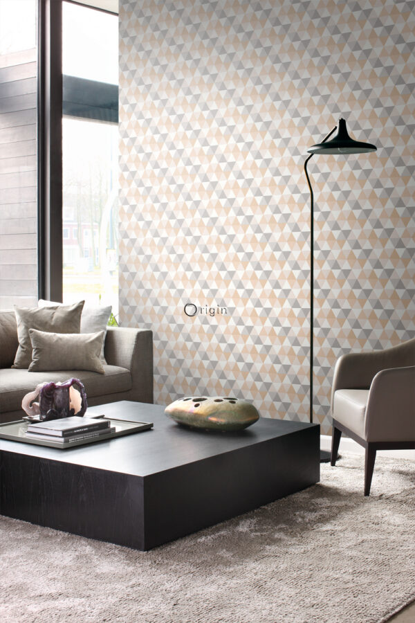 Origin Wallcoverings tapeet graafilised kolmnurgad - beež