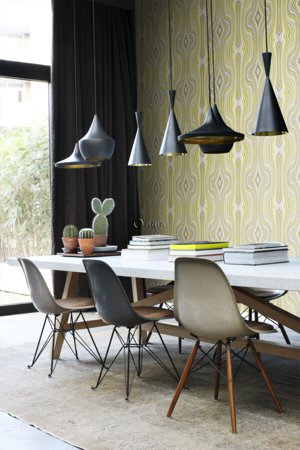 Origin Wallcoverings tapeet graafilised jooned - sinepikollane