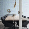 Origin Wallcoverings graafilised jooned tapeet - türkiis ja lilla