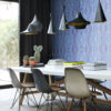Origin Wallcoverings graafilised jooned tapeet - sinine ja türkiis