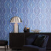 Origin Wallcoverings graafilised jooned tapeet - sinine ja türkiis
