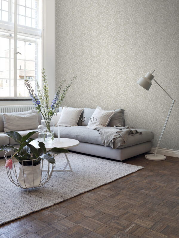 Origin Wallcoverings tapeet ornament hirvekujulise mustriga - beež