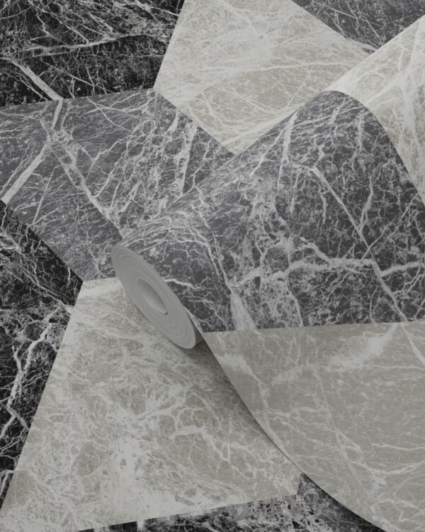 Origin Wallcoverings tapeet 3D marmorimotiiv - must ja hall